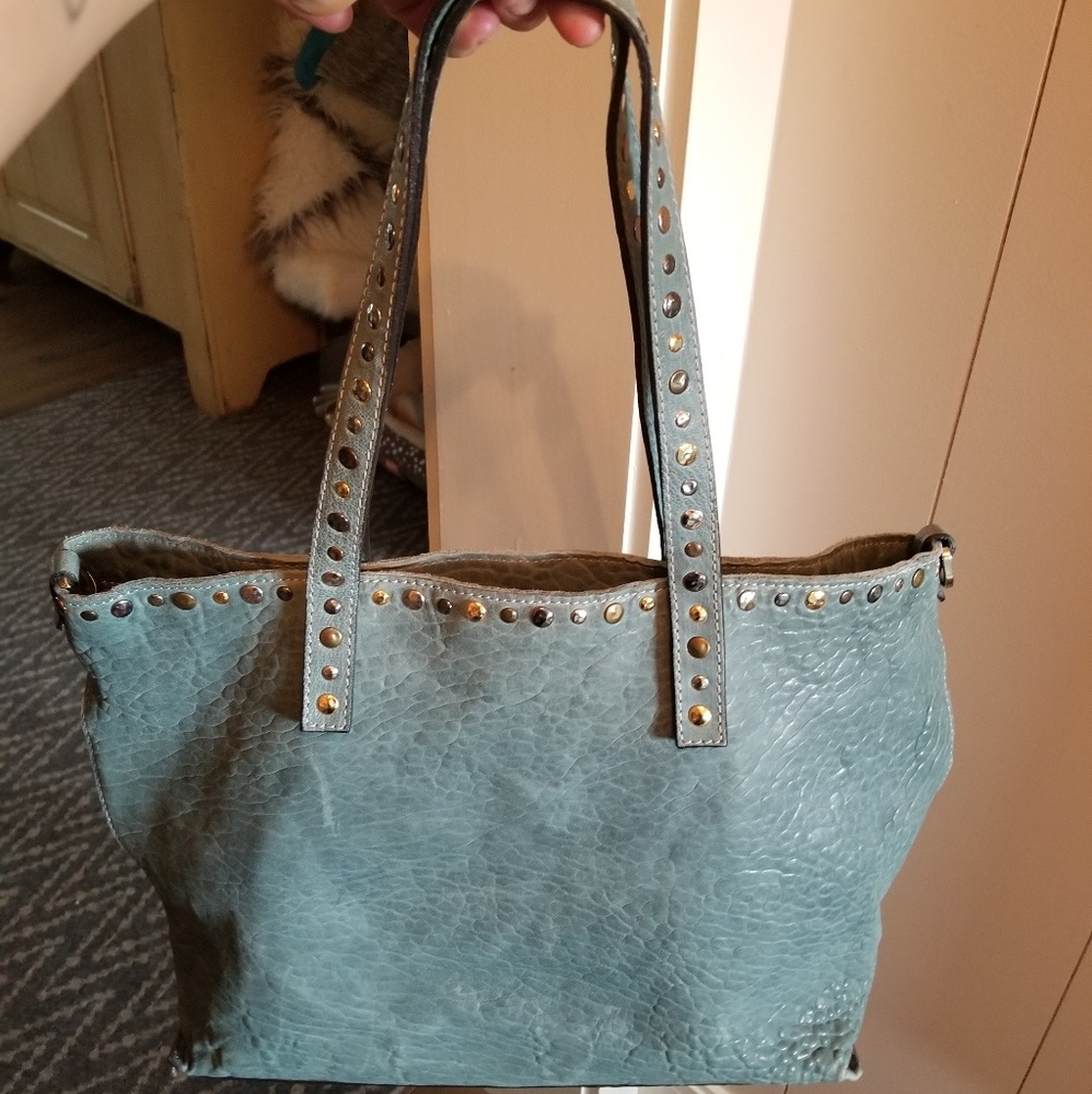Maxon collection nappa italian leather blue tote